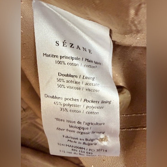 EUC Sezane Trench Coat - size 36/size 4 - tan/camel - Picture 12 of 14